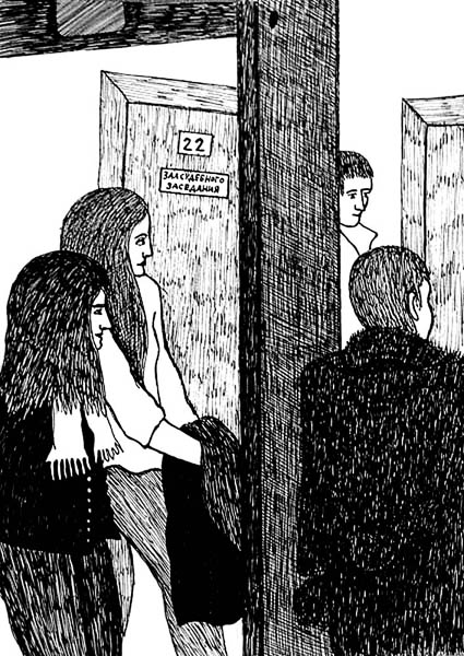 В коридоре Тверского районного суда города Москвы.